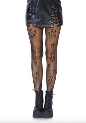 Bas Collants en Filet avec Motif Occulte / LA8144BK