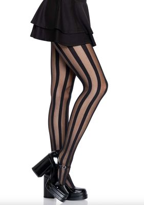 Bas Collants Transparents à Rayures Verticales Opaques / LA9172