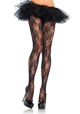 Bas Collants en Dentelle Florale Noir / LA9653