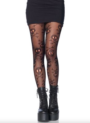 Pirate Booty Skull Fishnet Stockings / LA9986BK