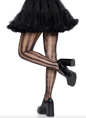 Bas Collants en Résille à Motif Harlequin / LA9726BK