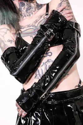 Elbow Length Fingerless PVC Gloves [VINYL] [38-9-00]