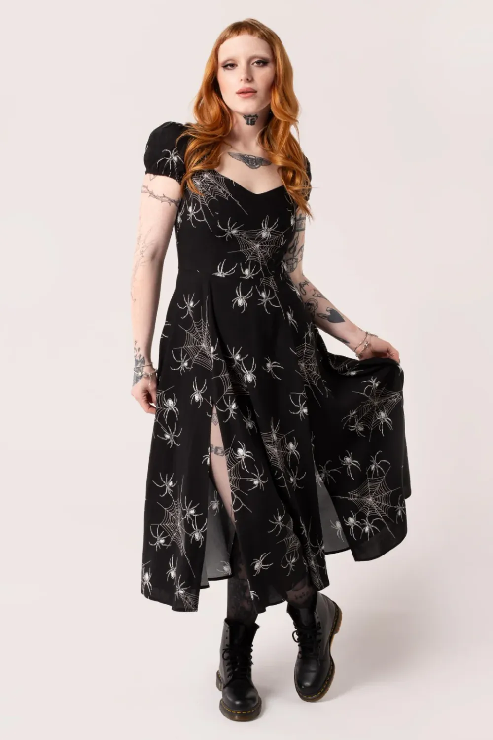 Grungy Spider Print Dress