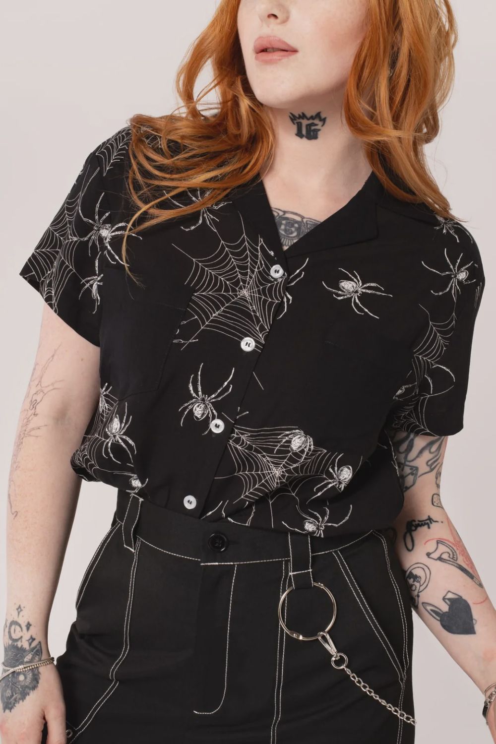 Grungy Spider Button Up Shirt
