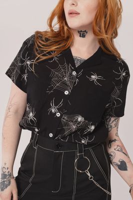 Grungy Spider Button Up Shirt