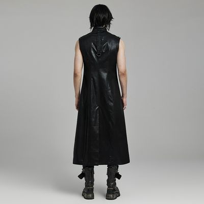 Black Industrial Sleeveless Trench Coat WY-1625