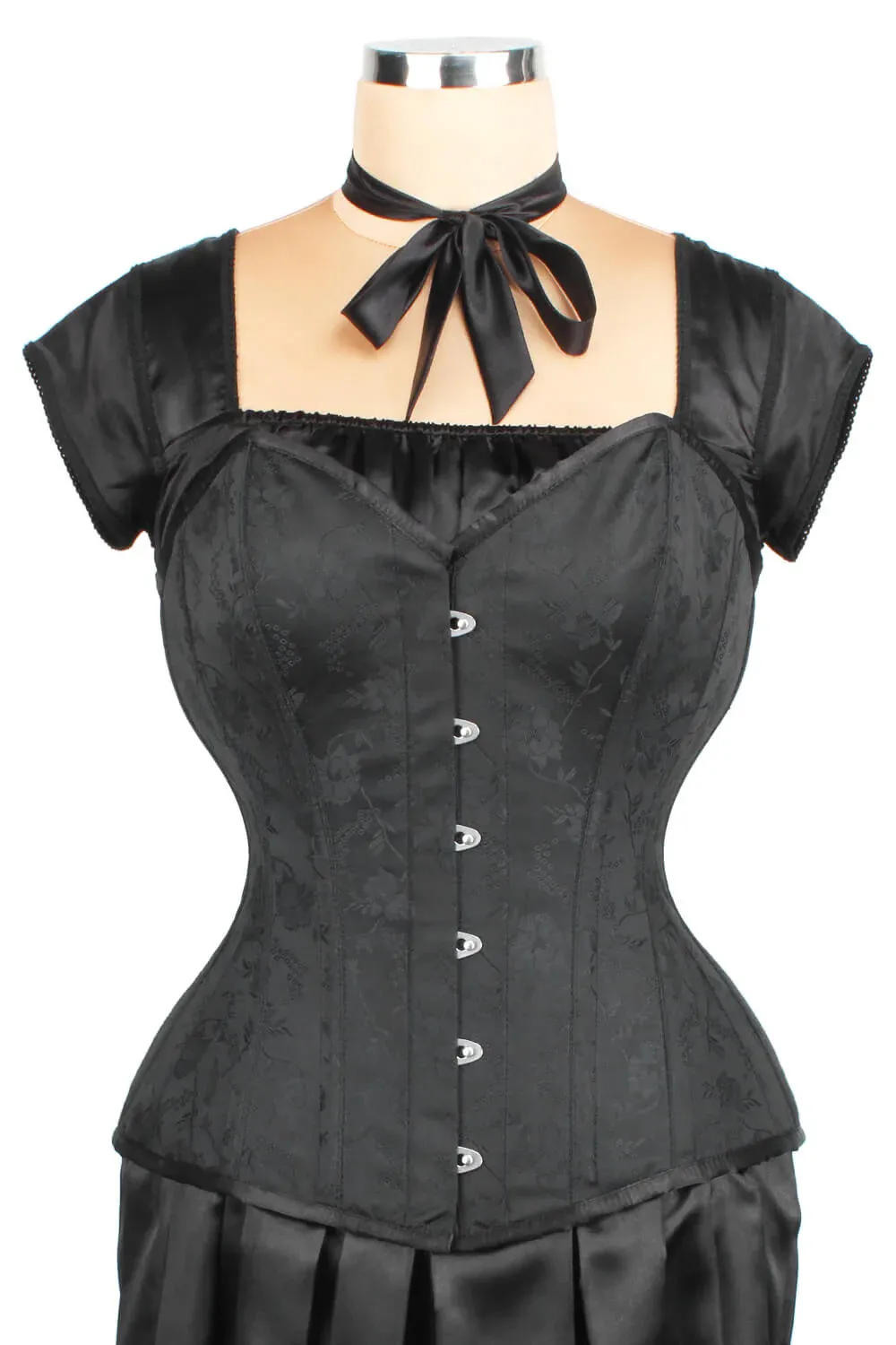 Overbust Sweet Heart Floral Brocade Corset - [EL-212] [PLUS]