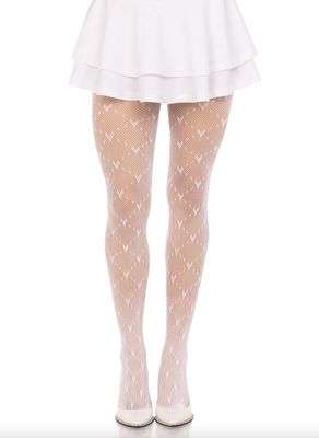 Bas Collants Love Struck Heart Filet / LA9704WH [BLANC]