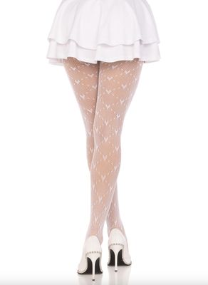 Bas Collants Love Struck Heart Filet / LA9704WH [BLANC]