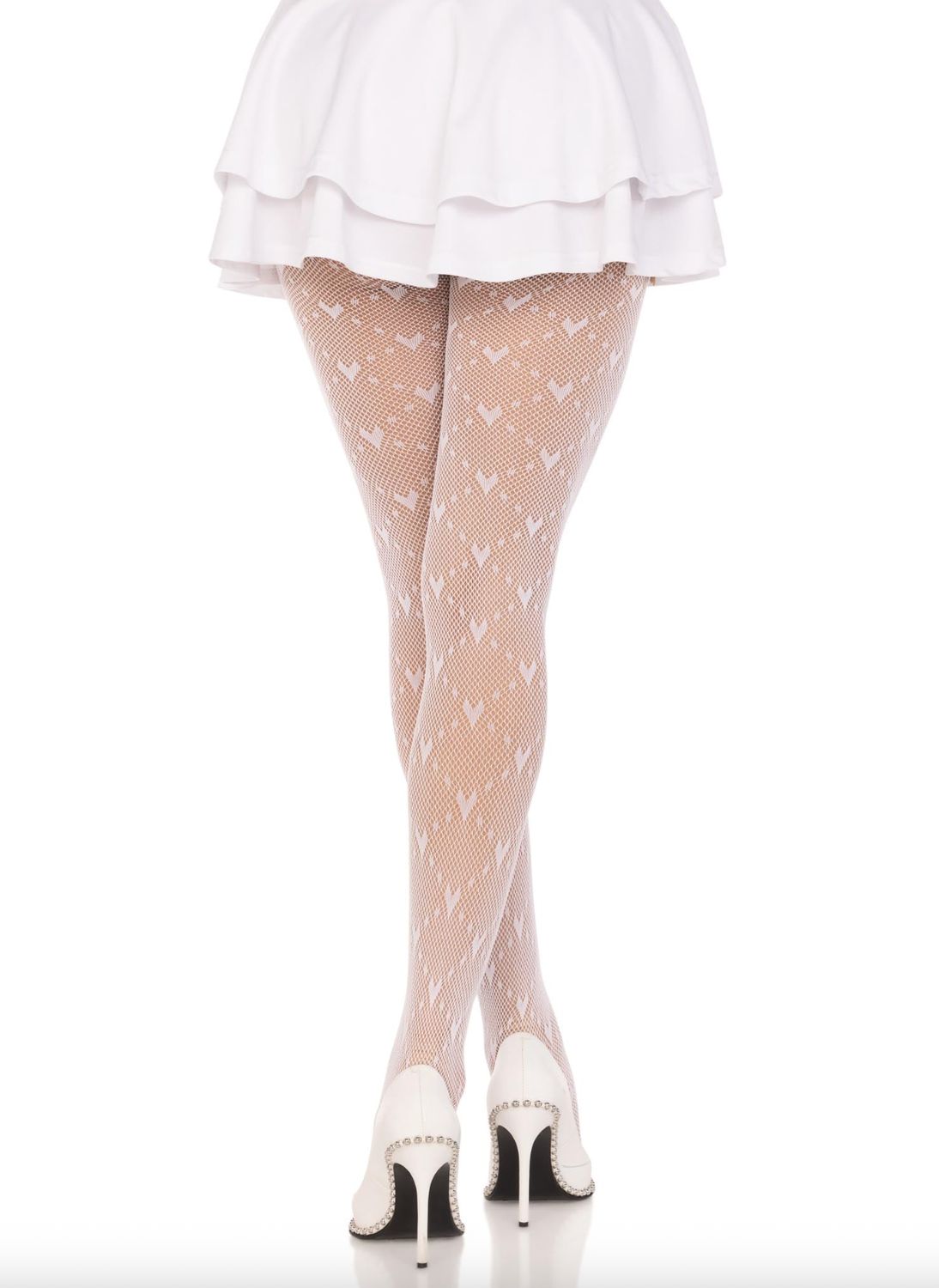Bas Collants Love Struck Heart Filet / LA9704WH [BLANC]