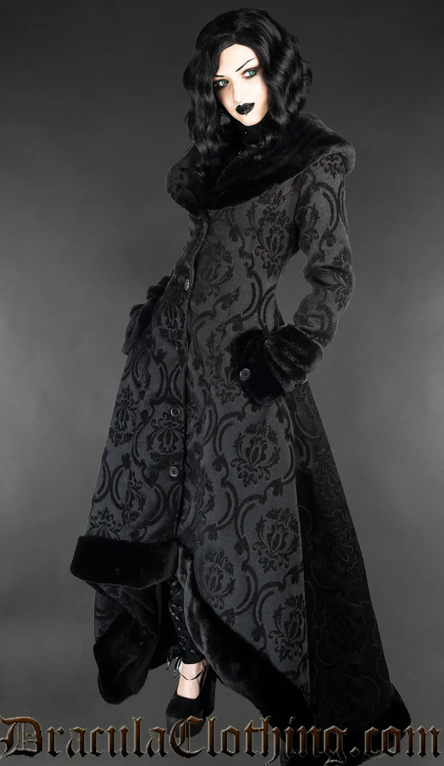 Manteau Brocart Noir Automne / Hiver [PLUS]