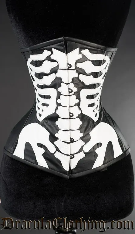Faux Leather Skeleton Underbust Corset