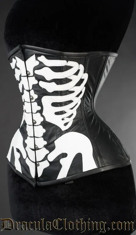 Faux Leather Skeleton Underbust Corset