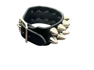 Silver Stud Leather Bracelet BC189UK77