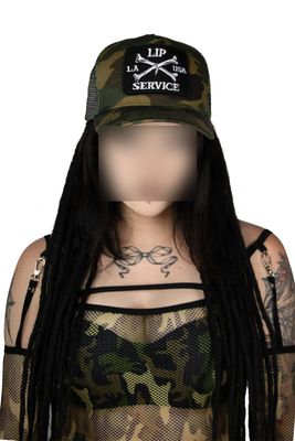 Cross Bones Patch Camo Trucker Snapback Hat [LS-555]