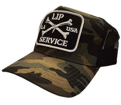 Cross Bones Patch Camo Trucker Snapback Hat [LS-555]