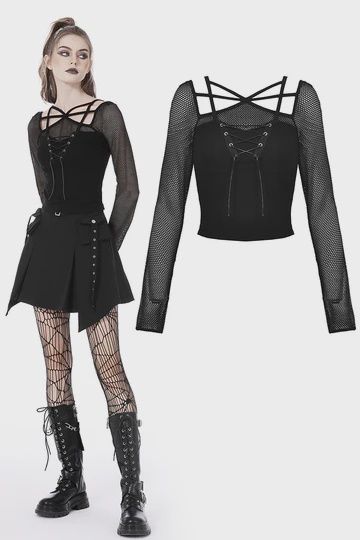 Top With Long Mesh Sleeve TW457