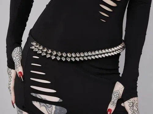 Silver Studded Leather Belt BT154