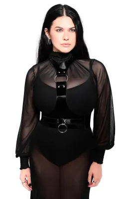 Elegant Shiny Faux Leather Choker Harness
