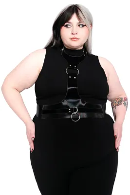 Elegant Shiny Faux Leather Choker Harness