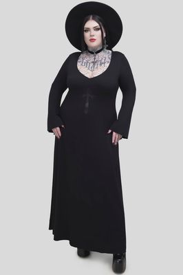 Netherviel Black Cross Maxi Dress [PLUS]