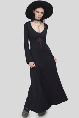 Netherviel Black Cross Maxi Dress