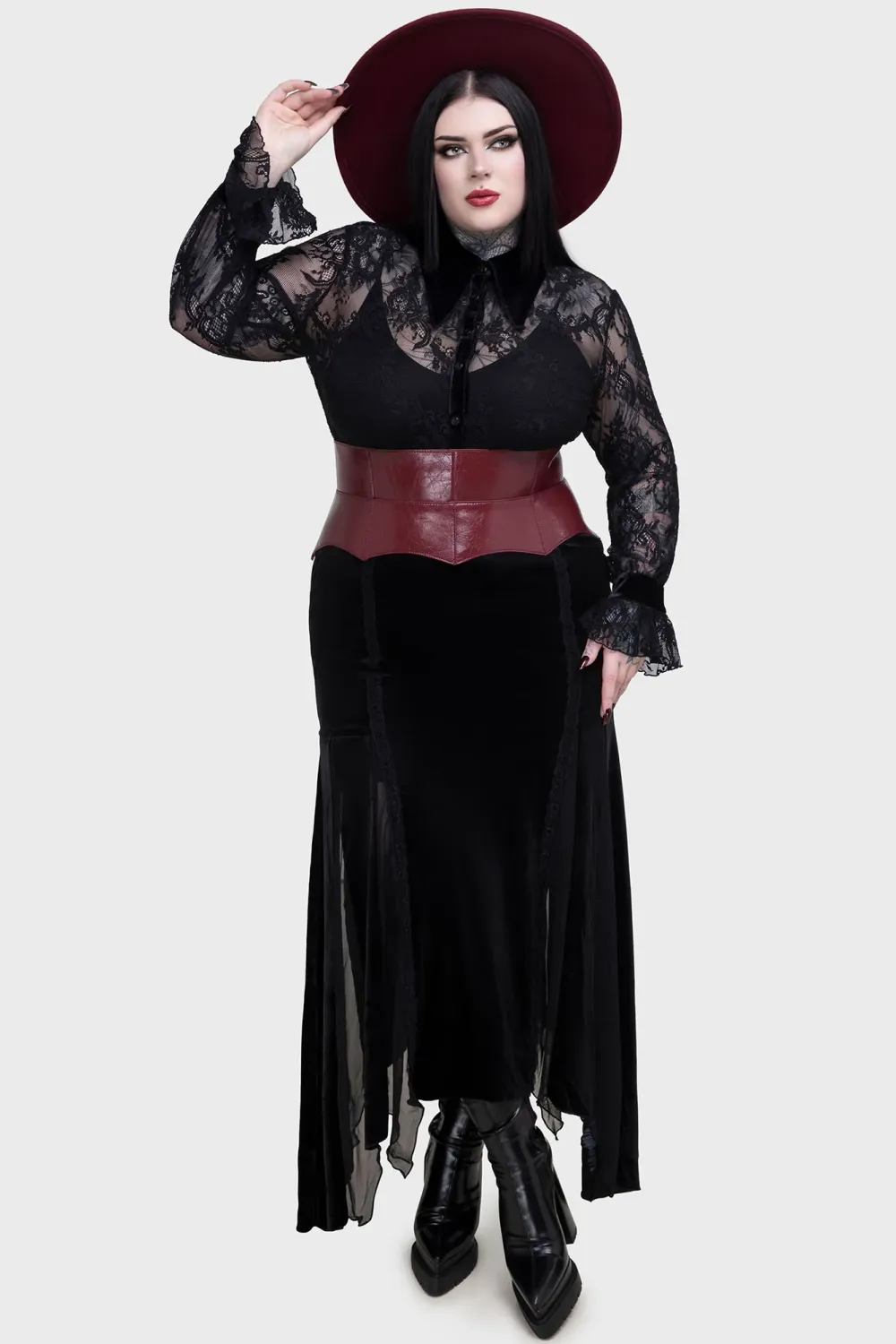 Wetland Bat Peplum Corset [RED] [PLUS]