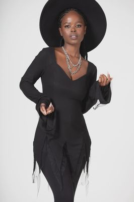Distressa Black Witchy Layered Top