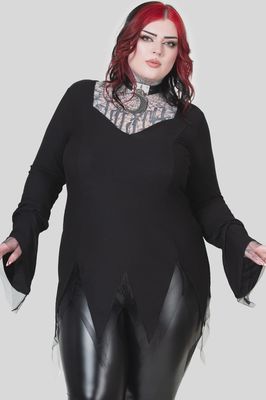 Distressa Black Witchy Layered Top [PLUS]