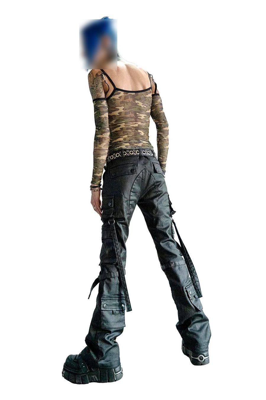 Future Division Black Unisex Waxed Denim Cargo Pants [LS-221]