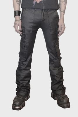 Future Division Black Unisex Waxed Denim Cargo Pants [LS-221]