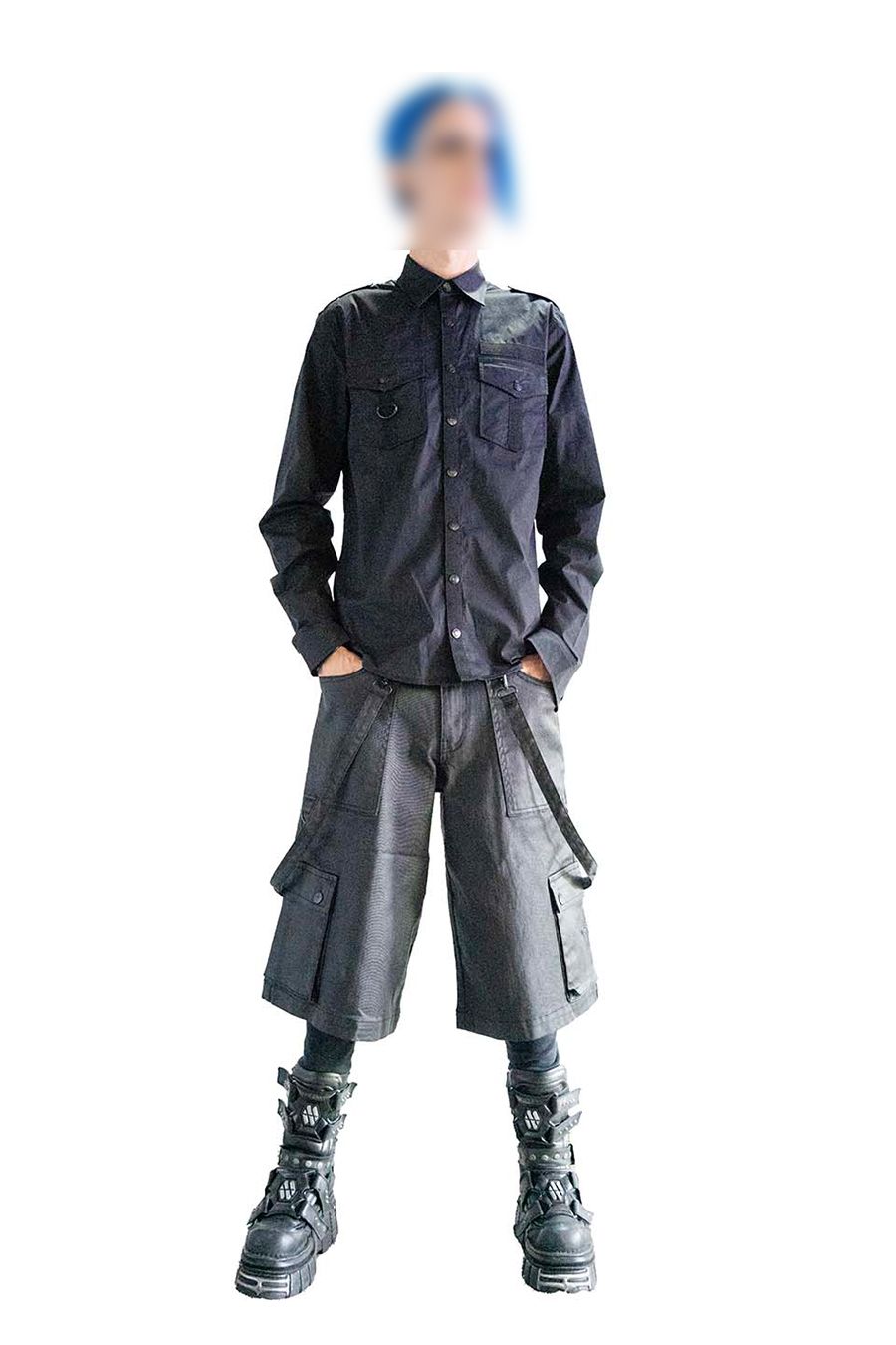 Future Division Black Unisex Waxed Denim Cargo Shorts [LS-222] [PLUS]