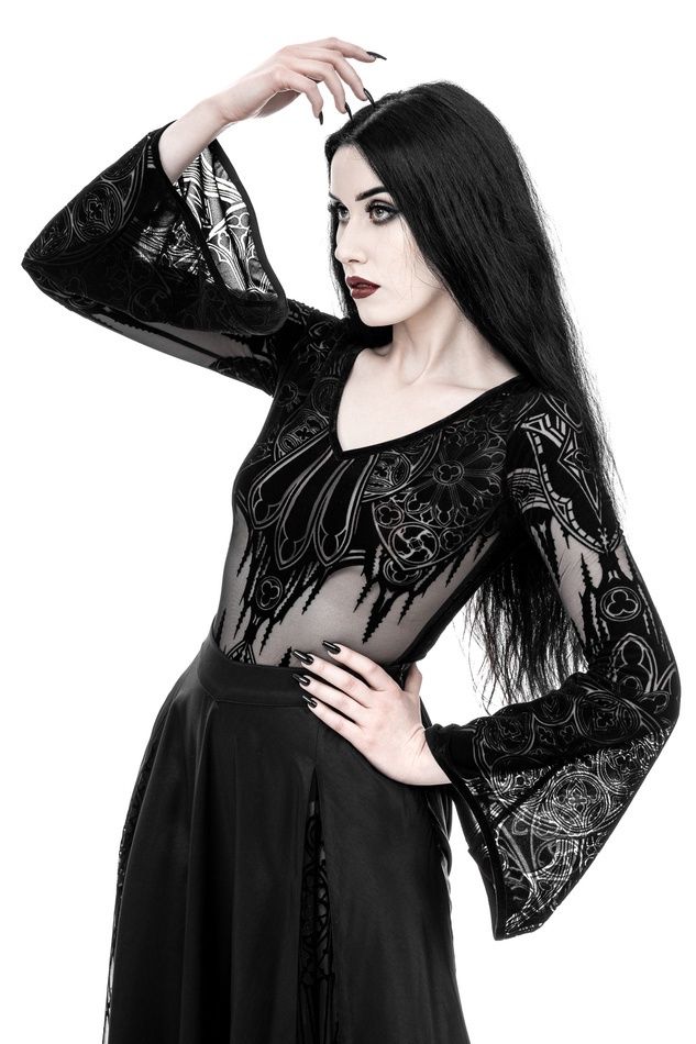 Bodysuit Gothic Chapel Col en V
