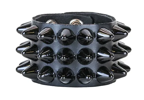 Bracelet En Cuir À Stud Noir BC256UK