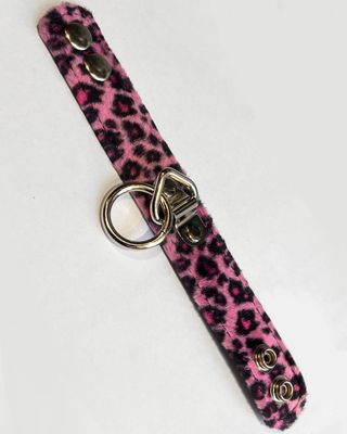 Pink Leopard Bracelet with Silver Ring BC113L-PINK