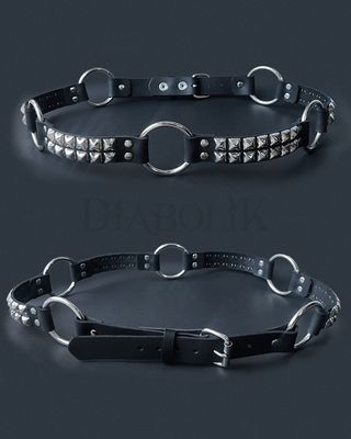 Leather Belt with Silver Studs BT200