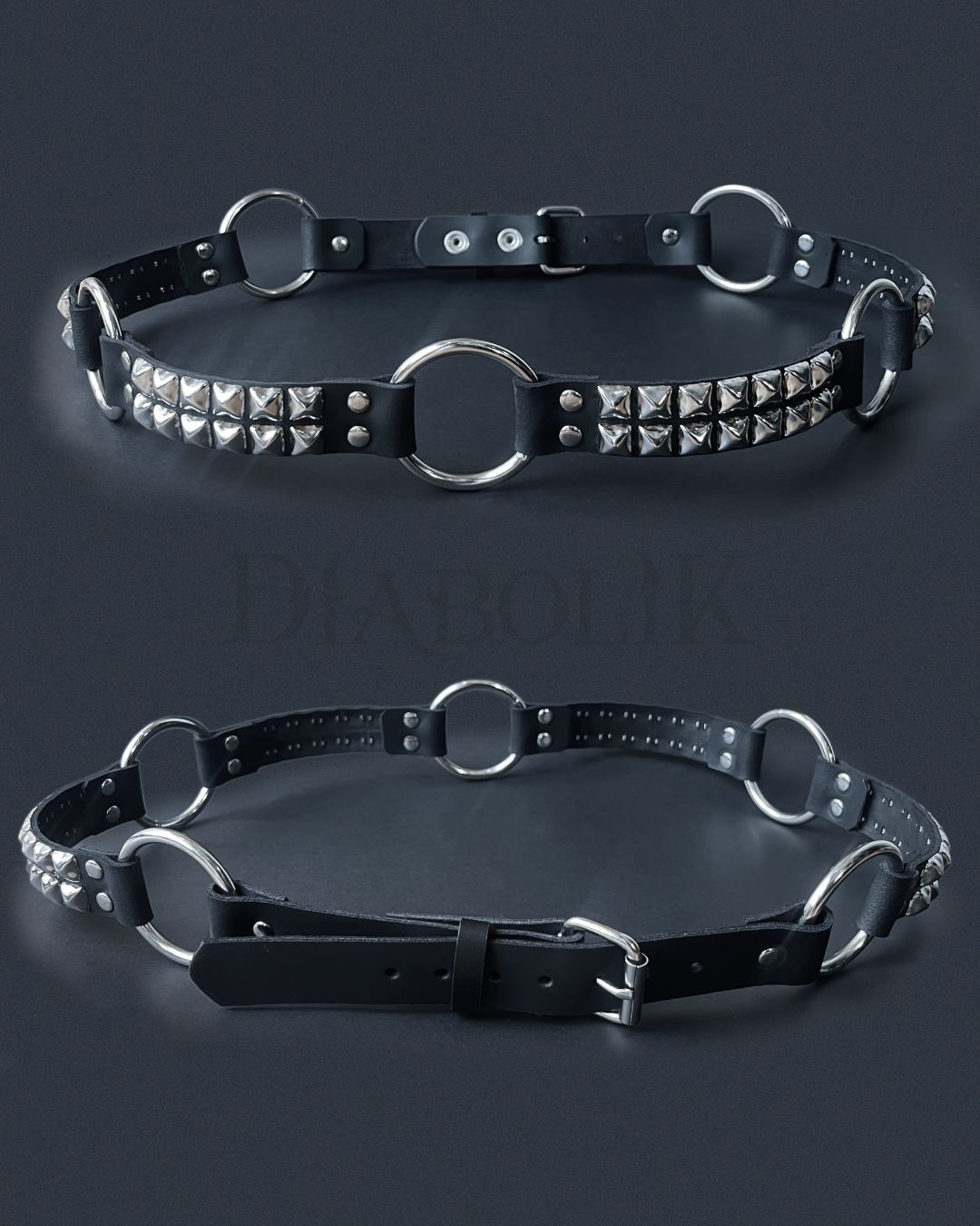 Leather Belt with Silver Studs BT200