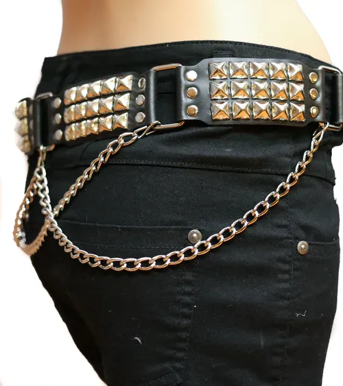 Silver Studded Leather Belt BT171