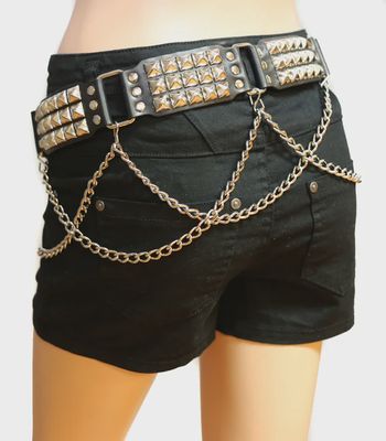 Silver Studded Leather Belt BT171