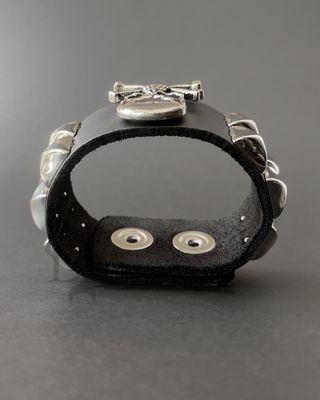 Leather Bracelet with Silver Studs FB340