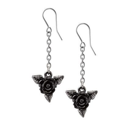 Black Rose Earrings [E472]