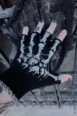 Dead Inside Skeleton Fingerless Gloves