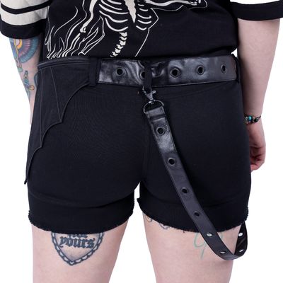 Hecate Shorts - Punk Denim Shorts With PVC Straps