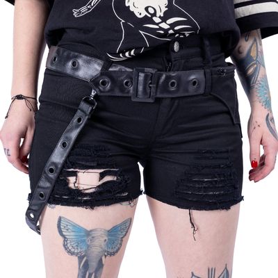 Hecate Shorts - Punk Denim Shorts With PVC Straps