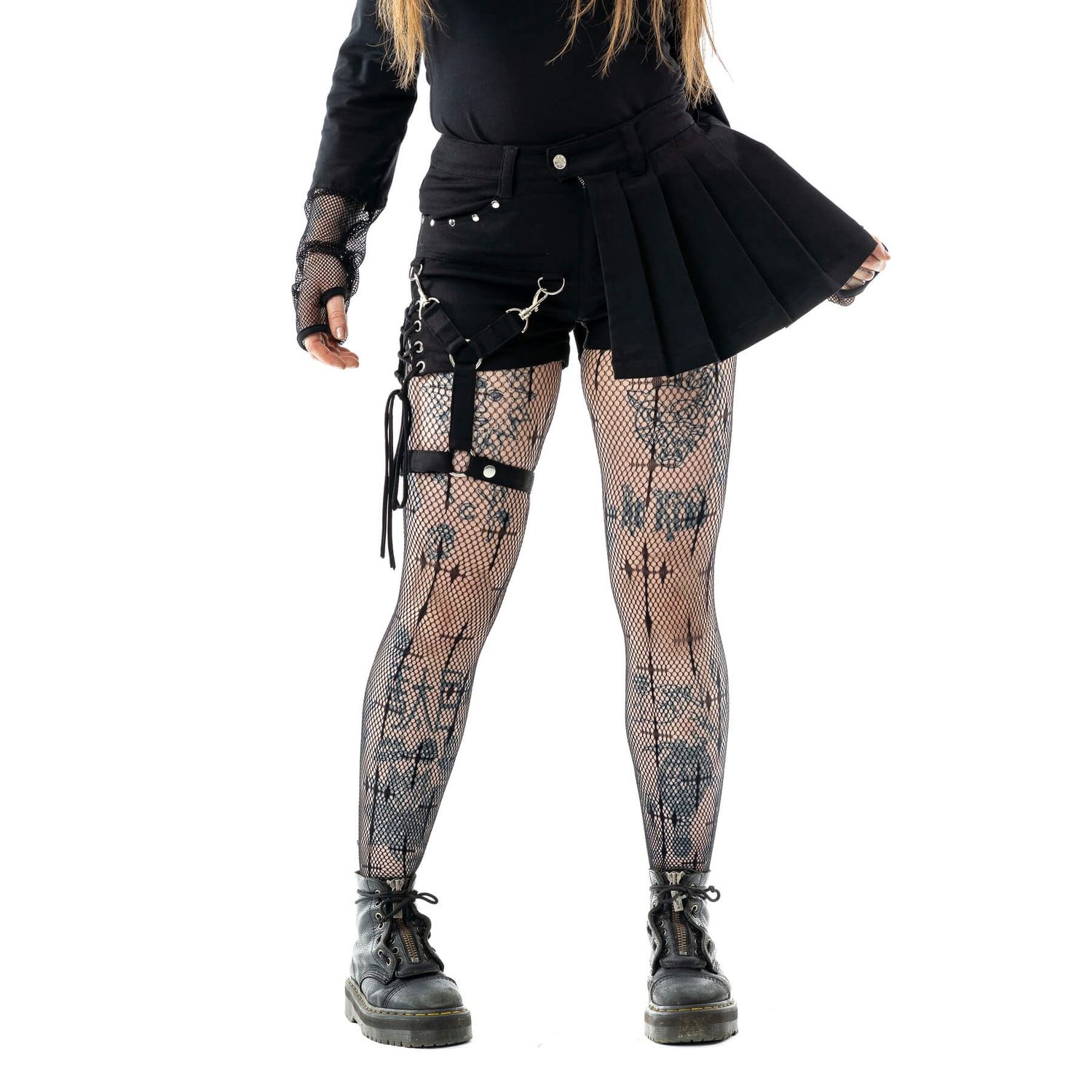 Blair Shorts - Gothic Asymmetrical Shorts with Faux Skirt
