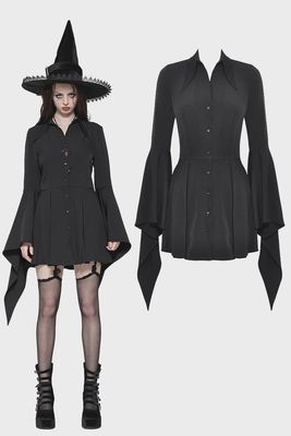Witchy Bell-Sleeve Shirt Dress DW1018