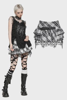 Checkered Asymmetrical Skirt KW373