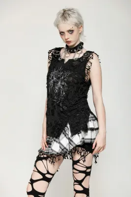 Checkered Asymmetrical Skirt KW373