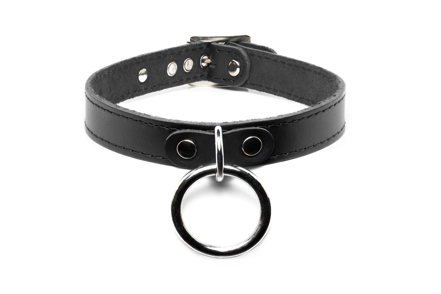 Leather choker with small o-ring - C58BND