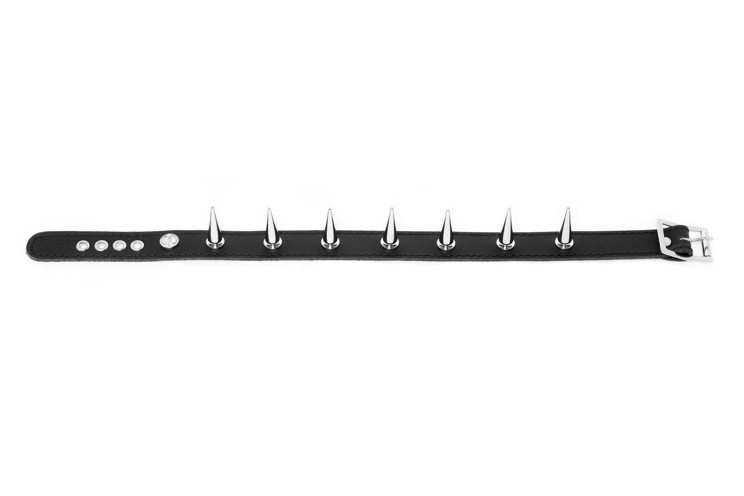 Leather choker with 7 long spikes – C34LS